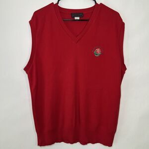 Vintage Rose Bowl Andrew Rohan V Neck Sweater Vest Mens Size Large Red USA Made